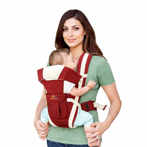 Image of BabyGo Kid Seat Baby Hip Carrier 4-in-1 Adjustable Baby Carrier Cum Kangaroo Bag| Front, Back|for 6 to 24 Months Baby|Newborn to Toddler Carrier|Safety Belt & Buckle Straps|Up to 15 Kgs (Maroon)