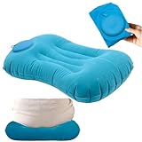 OULIGET Portable Lightweight Mini Inflatable Pad,Stadium Booster Seat Bleacher Cushion,Foldable Waterproof Sitting Pad to Raise Height for Outdoor Camping Hiking Beach Office (Blue)