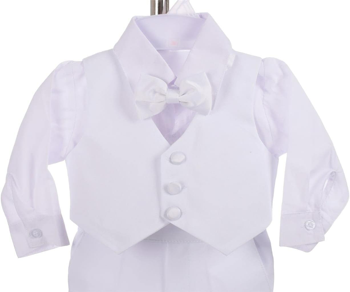 Dressy Daisy Baby Boy Tuxedo 5 Pieces Set Formal Dress Suit Gentleman Tux Wedding Outfit Black White Ivory - Image 5