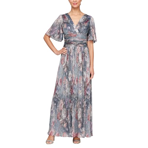 Image of S.L. Fashions Women's Long A-line Mother of The Bride Dress with Ruched Waist (Petite and Regular Sizes)