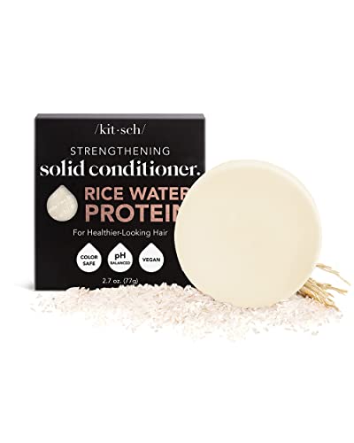 Kitsch Strengthening Hair Conditioner Bar with Rice Water Protein | Made in US | Eco-Friendly Cleansing and Moisturizing Conditioner Bar | Paraben Free | Sulfate free Conditioner | 2.82 oz