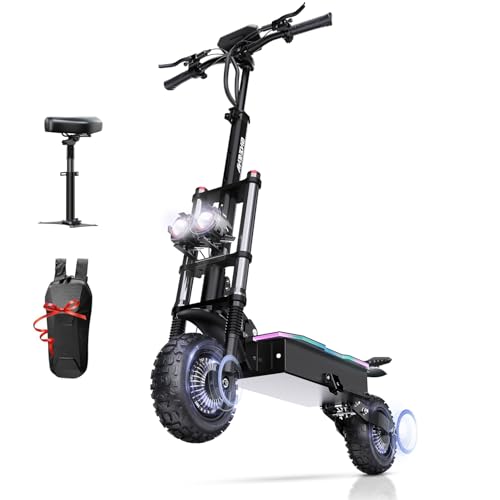 60V 33Ah Electric Scooter Adults: 5600W Dual Moter for Urban Commuters with Foldable Function, Supplied Seats and Front Bag, All-Terrain Scooters