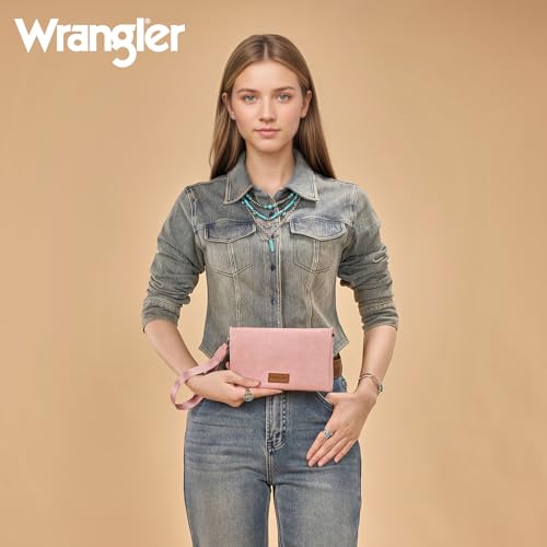 Image of Montana West Wrangler Womens Wristlet Wallet RFID Blocking Bifold Clutch Credit Card Holder Purse with Crossbody Strap
