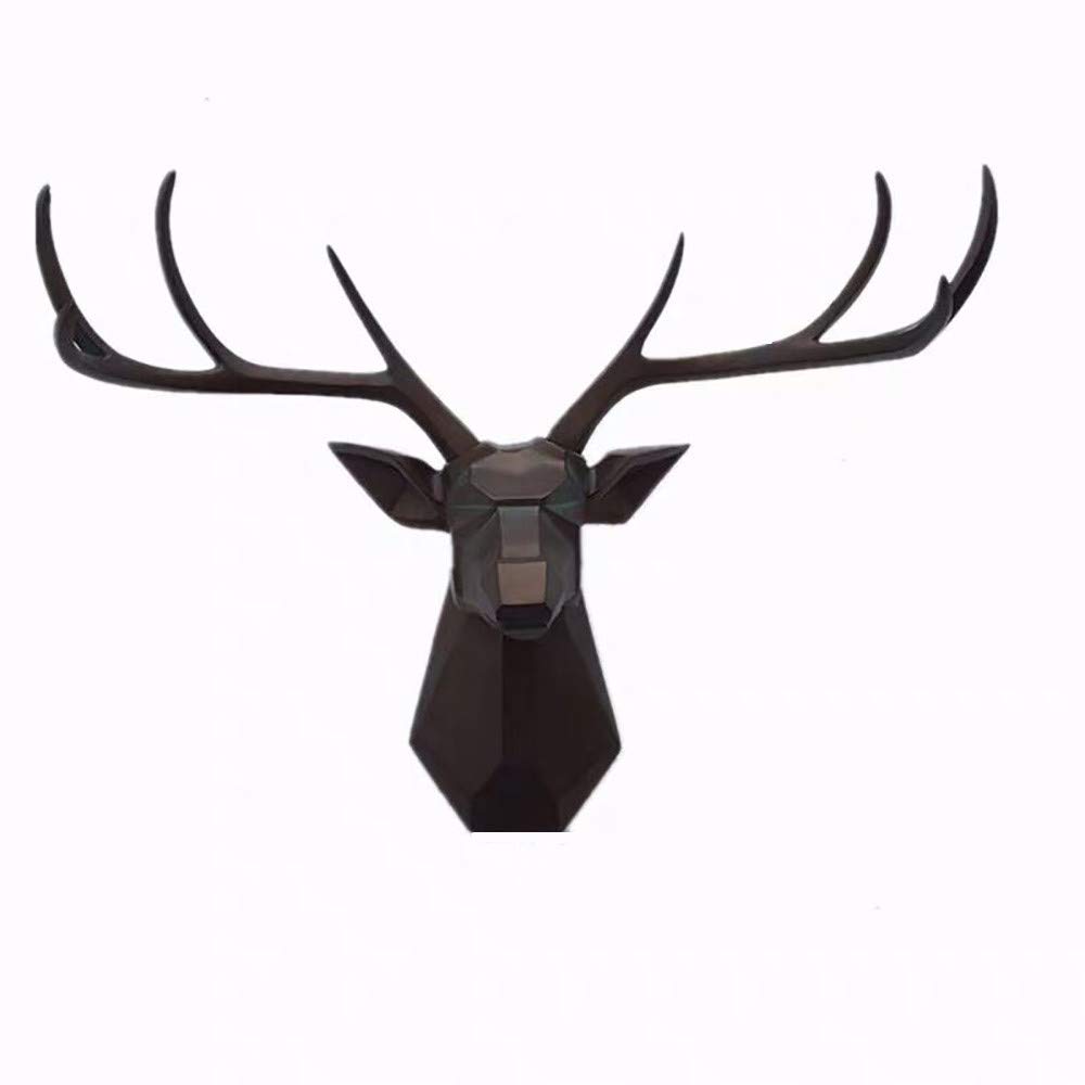 (defective) Deer Head Wall Decor - Faux Taxidermy Animal Head Wall Art - Geometry Deer Head Home Decor,8 Point Buck Deer Head Bust Wall Hanging (Black, 27.5''Wx20''H)