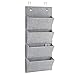 mDesign Soft Fabric Wall Mount/Over Door Hanging Storage Organizer - 4 Large Cascading Pockets - Holds Office Supplies, Planners, File Folders, Notebooks - Textured Print - Gray
