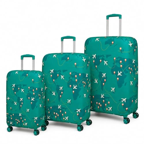 Image of Printed Luggage Cover for Traveling Bag & Suitcase - Stretchable & Scratchproof Trolley Protector with Velcro Lock & Lightweight Washable Material(Suitcase Not Included, Only Cover in Product)