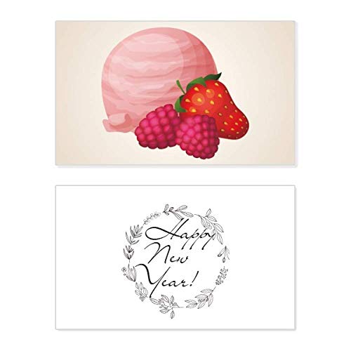 Tarjeta de felicitación StrawBerry para Año Nuevo: diseño de helado rosa para celebrar
