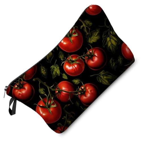 Livel lhood Tomato Makeup Bag Red Tomato Pattern Small Cute Organizer Bag Zipper Pouch Tomato Illustration Print Cosmetic Bag Present for Women Friends
