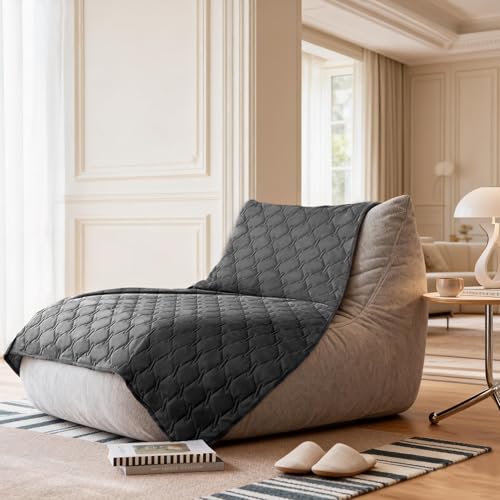 Image of gogobunny 100% Double Sided Waterproof Dog Blanket Soft Pet Bed Cover Reversible Protect Furniture Couch Sofa Car for Puppy Cat Kids (Dark Charcoal /Light Charcoal, 82x82 Inch (Pack of 1))