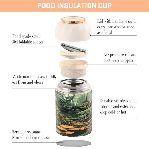 Tarro de comida aislado de acero inoxidable duradero de 500ml y estilo botánico 5