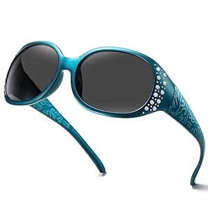 Polarized Sunglasses for Women, Rhinestone Wrap Around Sunglasses with UV400 Protection