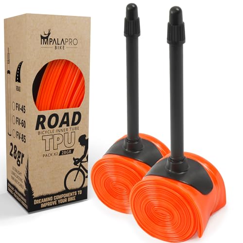 IMPALAPRO - Cámara Bicicleta Carretera 700 x 18-32C Ultraligera 28g 0.2mm válvula Presta 45/65/85mm - Camaras de Aire 700 - Camara Bici Carretera 700 - Camara Bici 700 (2Pcs - Val 85mm)