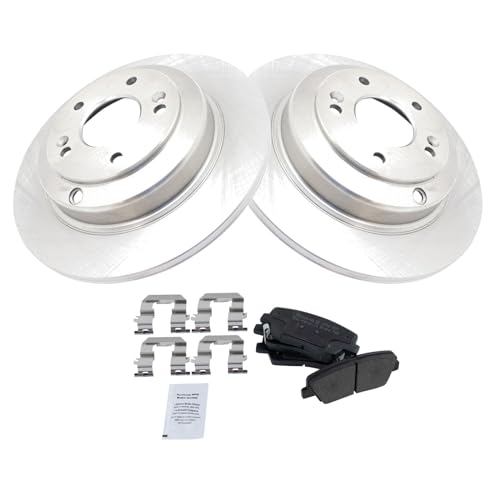 Image of TRQ Rear Brake Pad and Rotor Set Semi Metallic Rotors