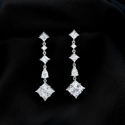 Certified Moissanite Long Dangle Earrings in Silver, D-Vs1 Quality, Moissanite Bridal Earrings - Ideal For Gift4