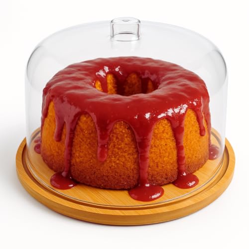 Boleira Porta-Bolo de Bambu Com Tampa de Acrílico Cúpula | Perfei...