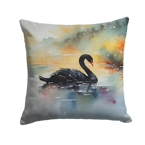 Caroline's Treasures Black Swan Throw Pillow Machine Washable, Indoor Outdoor Decorative Pillow for Couch, Bed or Patio, 14Hx14W