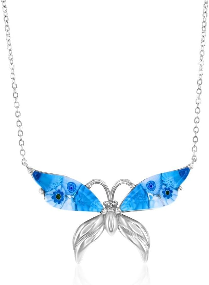 Genuine Millefiori Murano Glass Necklace – Italian Artisan Jewelry in 925 Sterling Silver – Handcrafted in Murano, Italy