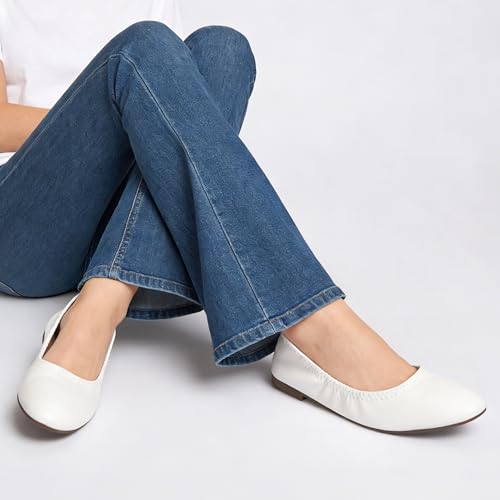 Image of LM Women's Ballet Flats Round Toe Slip On Flats Shoes Casual Dress Shoes Foldable Portable Travel Ballet Flat