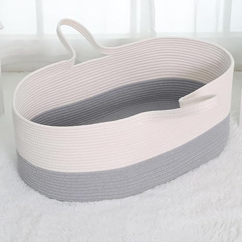 kxptso ベビーバスケット 新生児 赤ちゃん カゴ 折り畳み ゆりかご 赤ちゃん クーファン 持ち運び ベビークーハン 折畳み クーファン 車 ロープ編み ベッド 乳児用 キャリー 揺り籠 携帯 お昼寝マット 軽量 赤ちゃん 退院 かご 出産祝い 贈り
