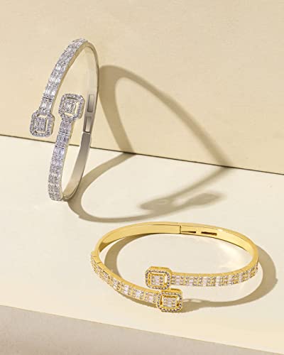 LuxeFlex Iced Out Diamond-Studded Butterfly Cuff Bracelet for Women, Men, and Teen Girls - 14K Gold Plated Bangle with Baguette CZ Stones, Perfect Birthday or Graduation Jewelry Gift for Best Friends4