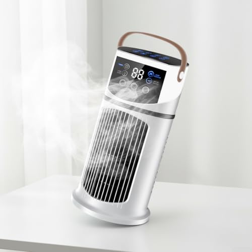Aire acondicionado portátil, 9 velocidades con temporizador de 8 horas y luces LED, diseño compacto ABS para refrigeración por aire frío en habitaciones pequeñas, oficinas o espacios personales