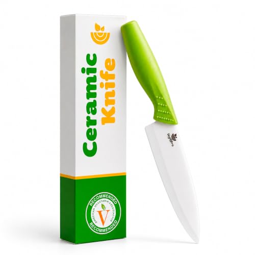 Durable Ceramic Knife for Chopping Vegetables & Fruits, 4” Non-Reactive and Professional Ceramic Chef Knife for Clean Cutting, Rust-Proof Sharp Blade with Ergonomic Handle, Gift-Ready Kitchen Knives