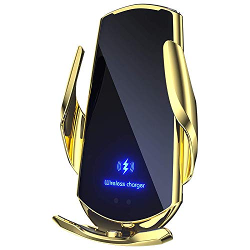 15W Cargador Inalámbrico Coche Soporte de Teléfono para Fiat 500 / 500E / 500L / 500X / 500 Abarth/Croma/Doblo/Fiorino, Rotación de 360 ​​° Soporte Movil Coche,C Gold