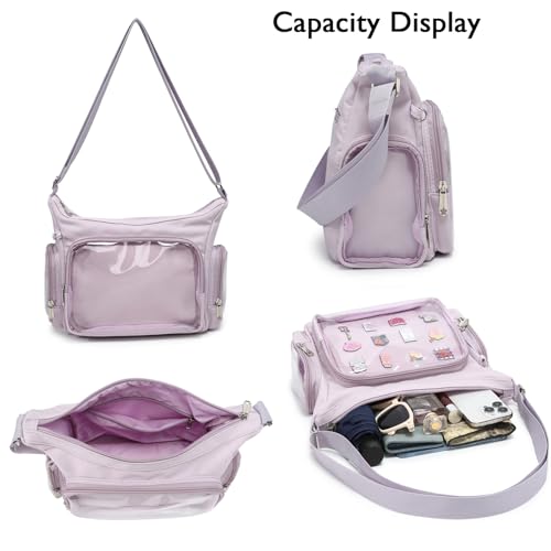 Image of Canvas Ita Bag Crossbody Shoulder Bag Kawaii Purses and Handbags with Anime Pins Display Medium