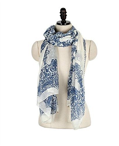 VISKEY Women Girls Fashion Soft Scarf Wrap Chiffon Shawl Silk Scarves,white,pattern