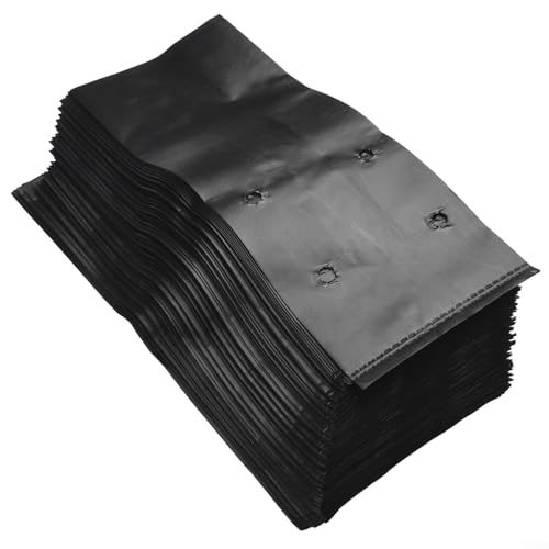 100 recipientes de polietileno para cultivar flores, verduras, frutas en invernaderos, jardines, viveros con sistema de drenaje eficiente (17 x 25 cm)
