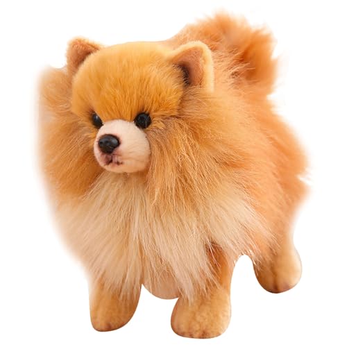 QmjdDymx Pomeranian Plush Animal Relleno 10x9lifelike Simulación de Perros Regalo de algodón de Juguete para niñas, Peluche Pomeranian