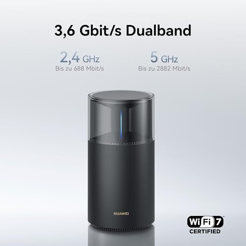 HUAWEI WiFi Mesh X1 Pro Router, 3,6 Gbit/s, Dualband WLAN 7, etagenübergreifende Netzantenne, Vier 2,5-GE-Anschlüsse, ästhetisches Design für zu Hause, Keine DSL-Funktion, Gaming, 30 Monate Garantie