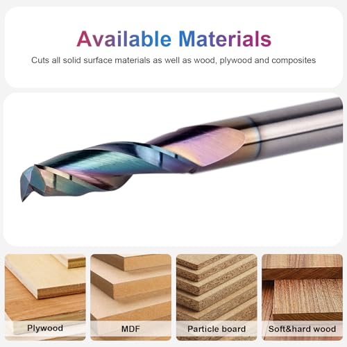 Image of SpeTool 1 /4 Shank Up Cut Spiral Router Bit 1 /4 inch Cutting Diameter 1 inch Cutting Length CNC Router Bits for Woodworking with Extra Long Life Coating