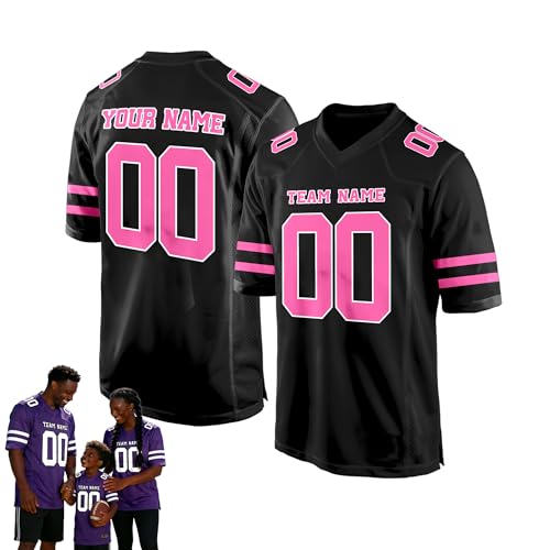 Black and Pink Custom Football Jersey Men Women,Custom...