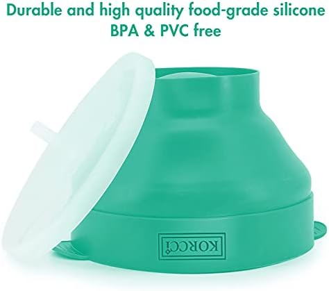 The Original Korcci Microwaveable Silicone Popcorn Popper, Microwave Popcorn Popper, Collapsible Microwave Popcorn Maker Bowl, No Oil Required, Use In Microwave, Dishwasher Safe (Aqua) - 5