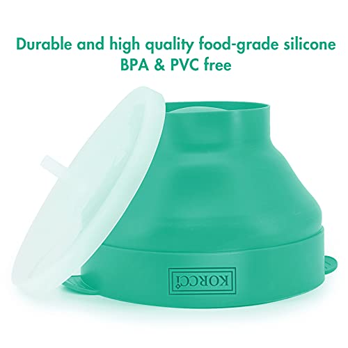 Image of The Original Korcci Microwaveable Silicone Popcorn Popper, Microwave Popcorn Popper, Collapsible Microwave Popcorn Maker Bowl, No Oil Required, Use In Microwave, Dishwasher Safe (Aqua)