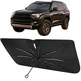 Proadsy Windshield Sun Shade Umbrella for Toyota 4Runner 2010-2024 4-Layer Foldable Car Umbrella Sunshade with Soft TPU Handle Spring Structure Crystal Cooling Material Protect Car from Rays & Heat