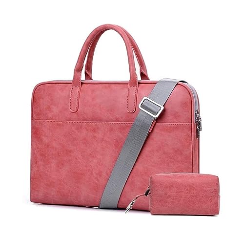 Laptop Business Briefcase Fashion Messenger Multifunctional Carrying Sleeve Case Cover Zipper Tote Bag bag(Fuchsia+Pouch,14inch)