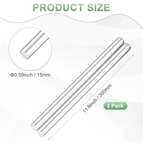 Image of M METERXITY 2-Pack Acrylic Round Rods, 11.8 x 0.59 Inch / 300 x 15 mm Clear Acrylic Dowel Rods Sticks Plastic Sticks Strip for DIY Crafts Lighting Gardening Decorations