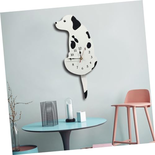 Horloge murale créative cuisine et chambre enfant motif chien blanc en acrylique - 3
