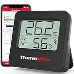 ThermoPro TP357 Bluetooth Hygrometer Mini Room Thermometer Indoor with Alerts, Humidity Meter and Temperature Monitor with Smart App and Data Recording with Humidity Sensor for Baby Room Office
