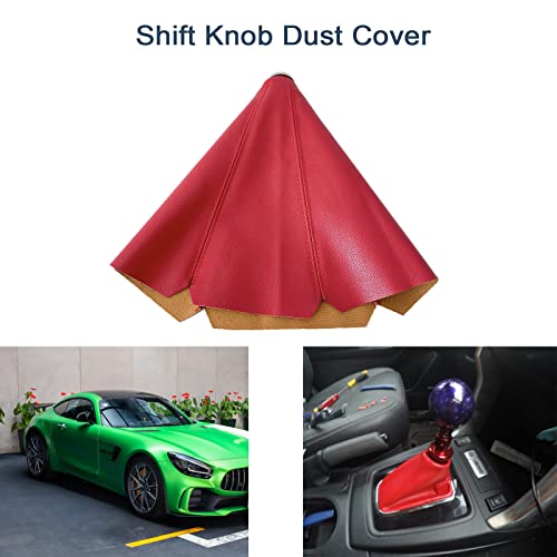 Yshfato Car Shift Boot Cover, Shift Knob Dust Cover For Manual/Auto Pu Leather Shifter Boot Cover Universal (Red) #TOP1