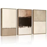 PHOPAGO Neutral Abstract Framed Wall Art Minimalist Beige Gray Pastel Wall Decor Modern Watercolor Art Paints for Kitchen Living Room - 11x14in Natural Framed