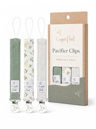 Image of Copper Pearl 3-Pack Pacifier Holders: Premium Knit Binky Clips for Baby Girls and Boys - Stylish Stainless Steel Design for Secure No-Drop Attachment - Haven
