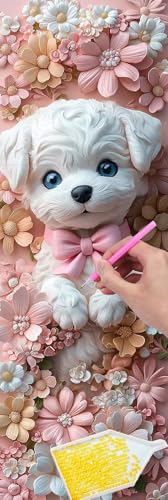 Kit Peinture Diamant Chien 5D 100x300 cm pour Décorer un Grand Mur de Salon