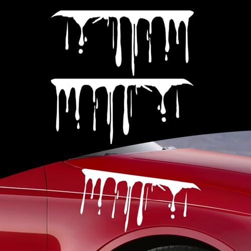 Image of ijuicy 2 PCS Flowing Blood Bloody Horror Funny Decal for Car, Halloween Horror Sticker Car Accessories, Halloween Car Decorations Accessories, Fit for Most Cars (White)