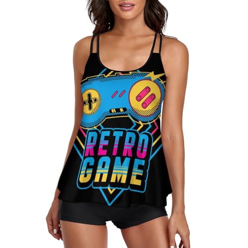 Maillot de bain tankini femme ensemble bikini short robe de plage rétro vintage