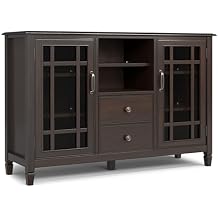 SIMPLIHOME Connaught TV Stand - 53 inch Wide Solid Wood Tall Media Console in Dark Chestnut Brown, Traditional Entertainment Center for Living Room for TVs up to 60 Inches with Cord Management