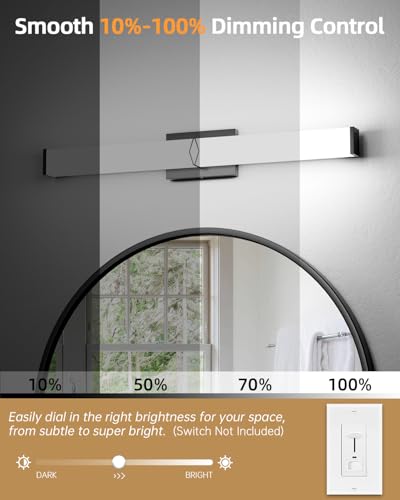 Image of Bathroom Light Fixtures,Modern Bathroom Vanity Light,40inch Dimmable 40W 3600lm Black LED Vanity Lights Bar Over Mirror,5700K LED Lighting Fixture,ETL Certified