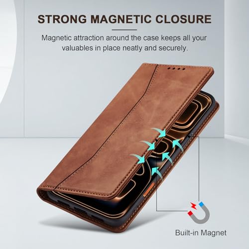 Image of Jasonyu Flip Wallet Case for iPhone 18 Pro Max /17 Pro Max,Brown